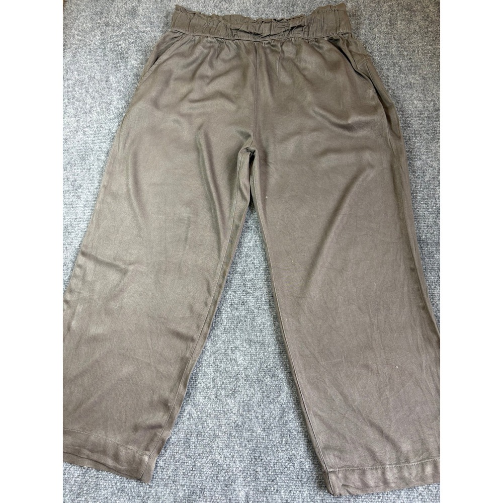Rachel Roy Women Olive Brown Wide Leg Paperbag Waist Pants Size Medium